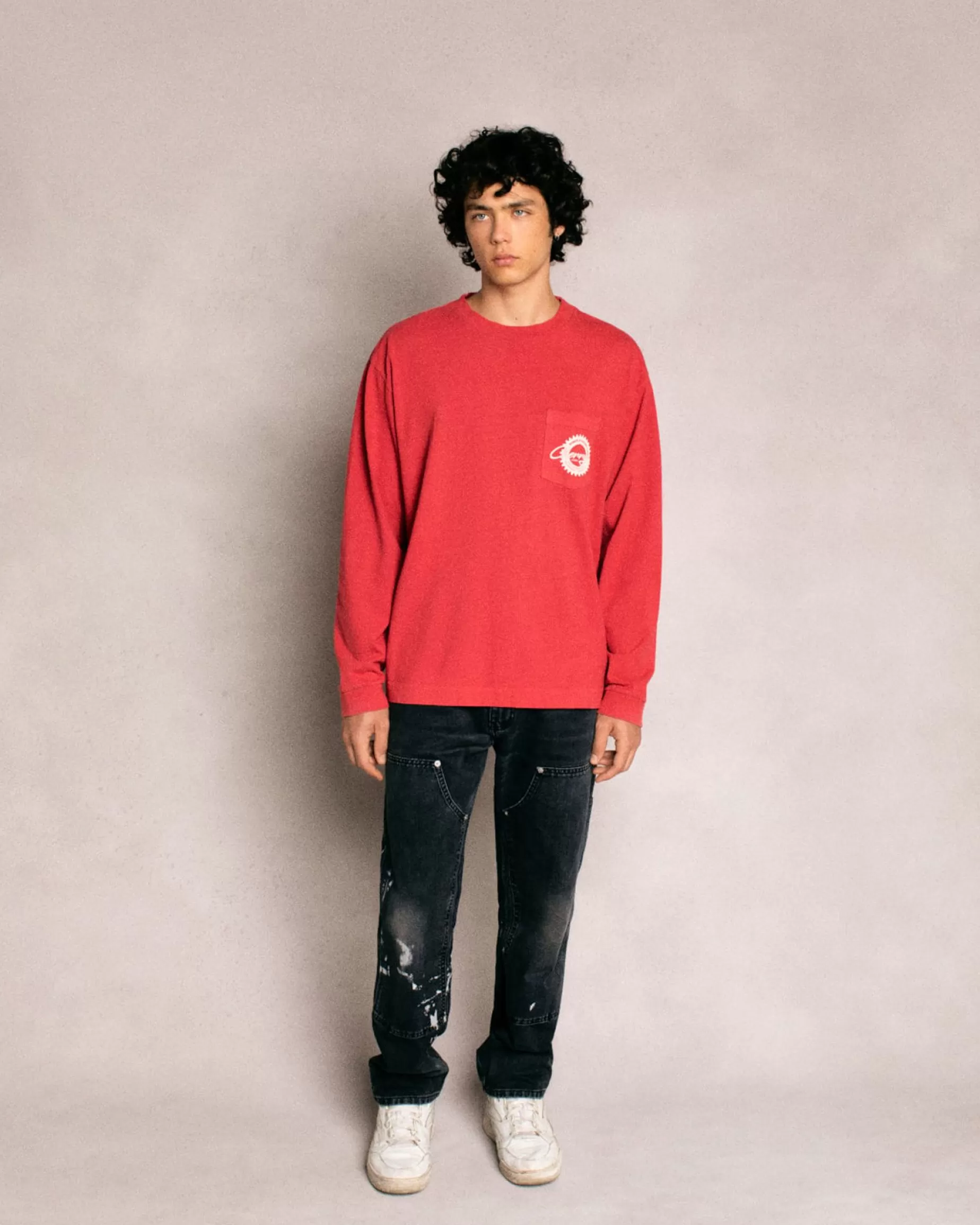 Camiseta Cams Pocket L/S (Rojo Vintage)^Cherry Hot