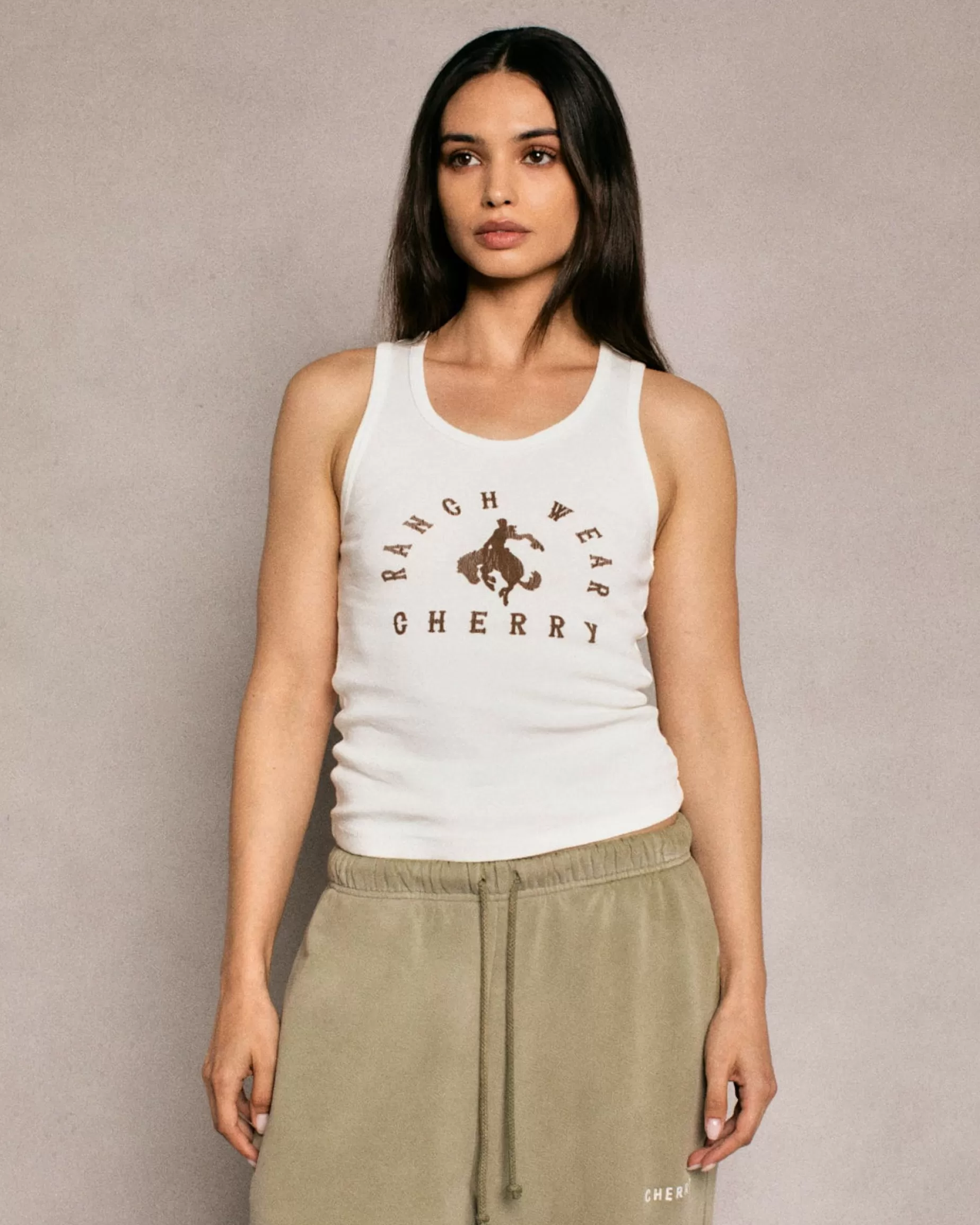 Camiseta Sin Mangas Ranch Wear (Blanco Vintage)^Cherry Cheap