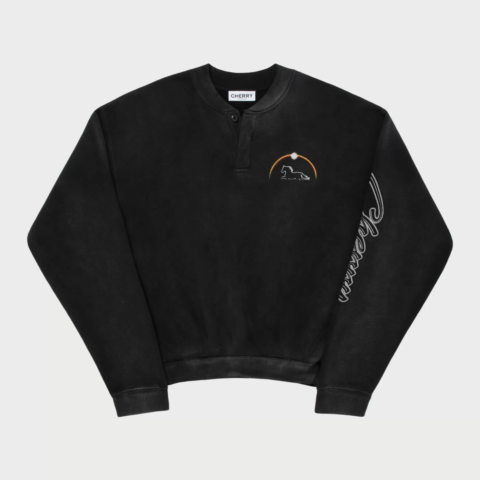 Cuello Redondo Stardust Henley (Negro Vintage)^Cherry Clearance