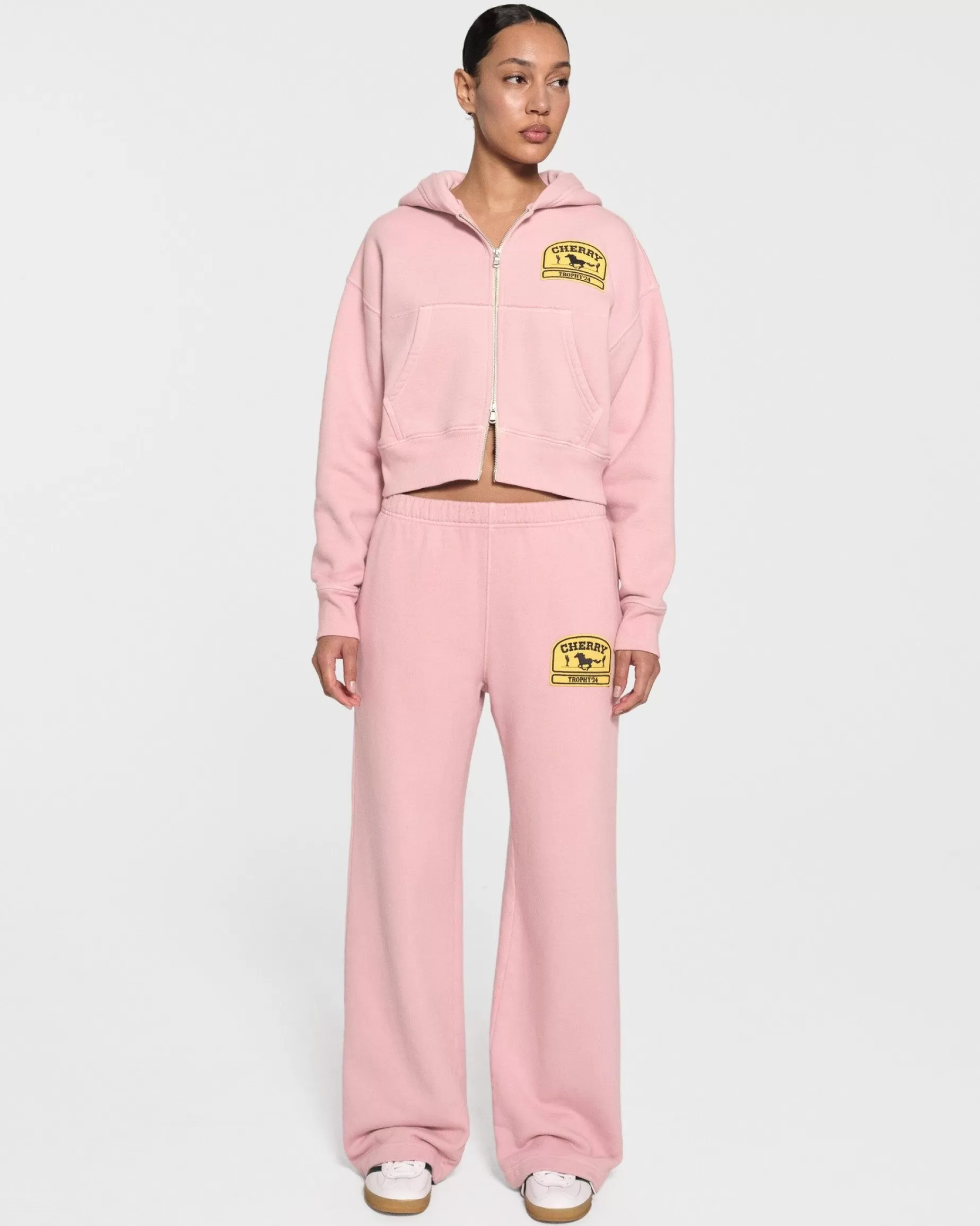 Sudadera Con Capucha Recortada Con Cremallera Para Mujer (Rosa)^Cherry Best Sale