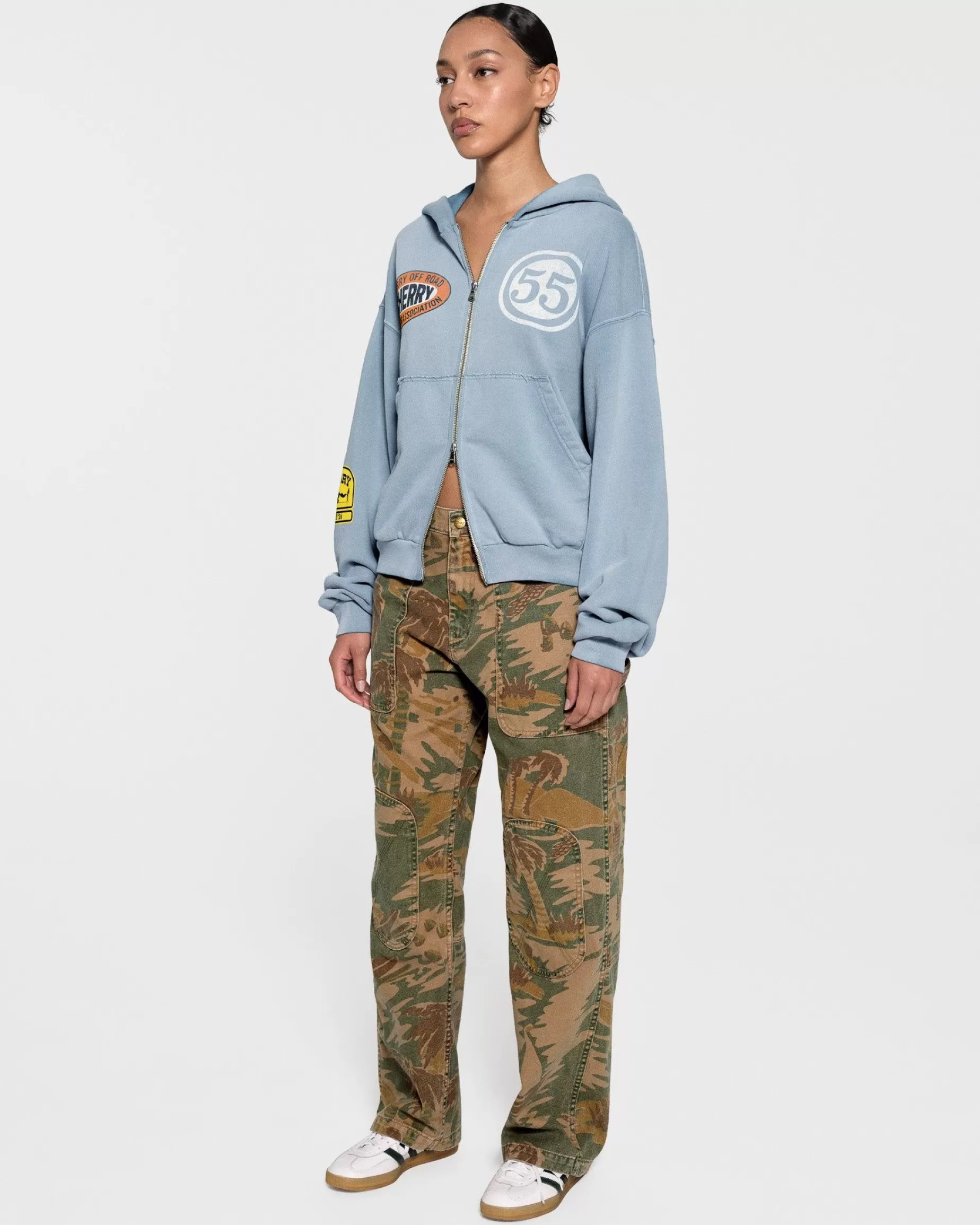 Sudadera Con Capucha Y Cremallera Off Road (Azul Polvoriento)^Cherry Sale