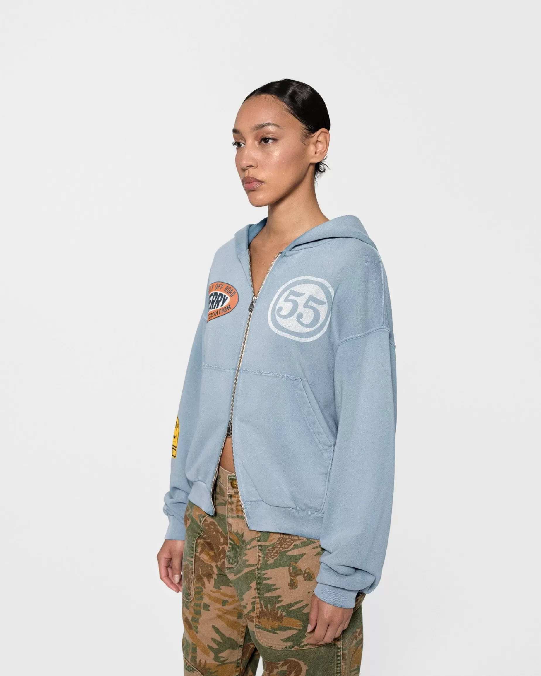 Sudadera Con Capucha Y Cremallera Off Road (Azul Polvoriento)^Cherry Sale
